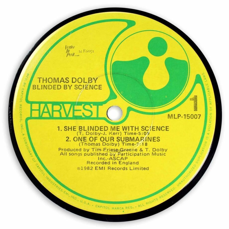 Vinyl Record Label Coaster | Thomas Dolby - Blinded By Science