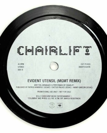 Vinyl Record Label Coaster | Chairlift - Evident Utensil (MGMT Remix)