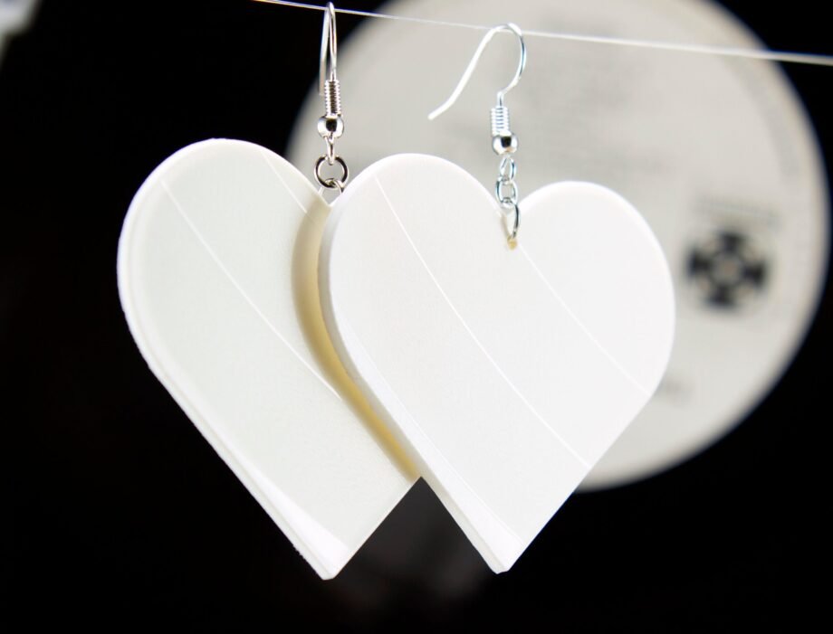 Vinyl Record Earrings | Heart Dangles Large